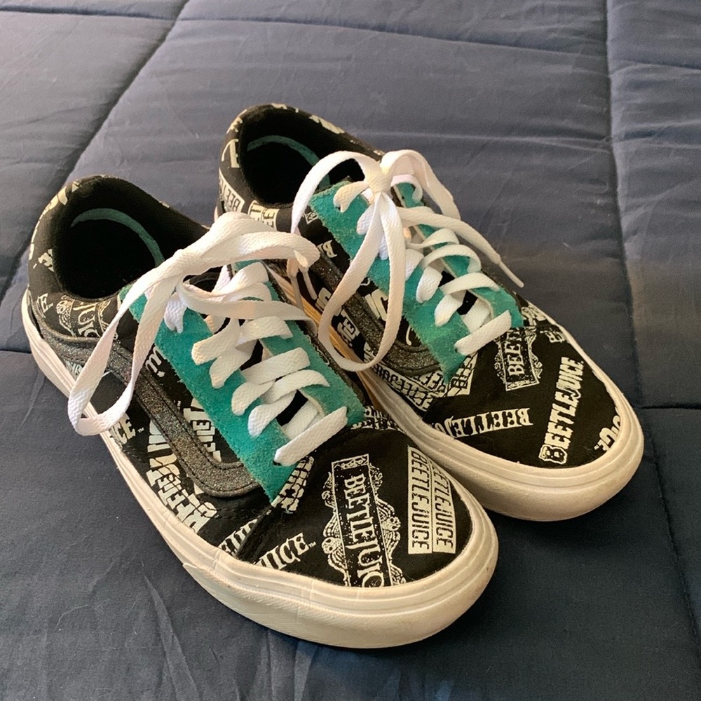 Vans X Beetlejuice customs comfy cush Old Skool skate sneakers W7 M5.5